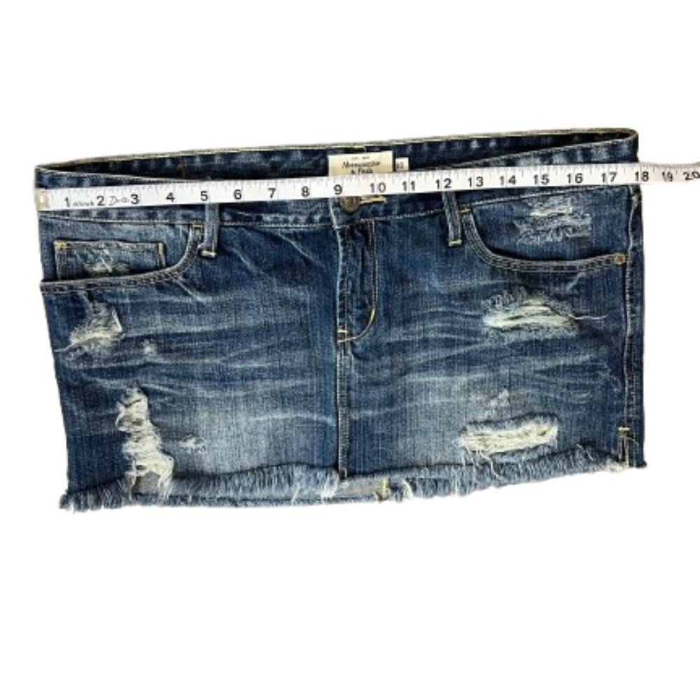 Abercrombie & Fitch Distressed Denim Mini Skirt – Size 10 - Picture 2 of 7